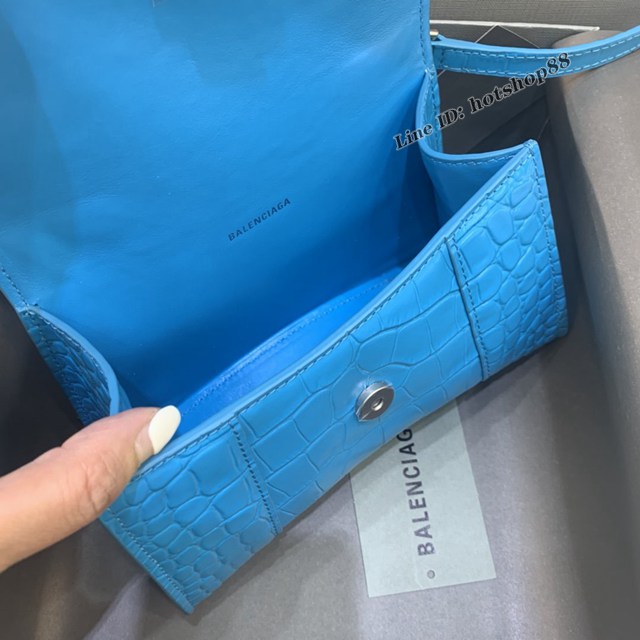 Balenciaga專櫃爆款mini號Hourglass手提肩背女包 巴黎世家亮藍色沙漏包 fyj1728